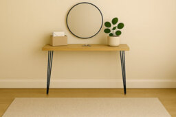 Toolty Rustic Handmade Console Table, Wall Mounted, 80Cm X 22.5Cm , Unprimed, 71.5Cm Legs, Handcrafted Vintage Style