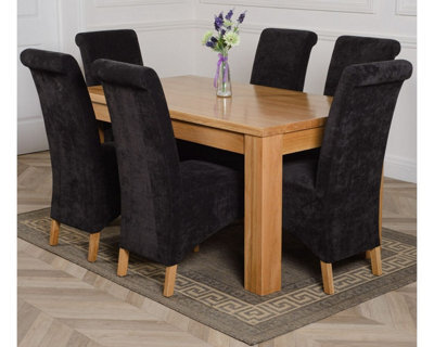 That's Furniture Dakota 152 X 87 Cm Chunky Medium Oak Dining Table And 6 Chairs Dining Set With Montana Black Fabric Chairs - image 1