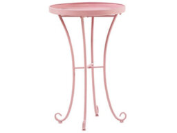Beliani Pink Metal Round Side Table 40Cm - Vintage Outdoor Patio Accent
