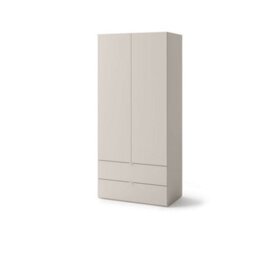 Arte Compact Cashmere Hinged Wardrobe H2010mm W900mm D550mm - Modern Design With 2 Doors & 2 Drawers - thumbnail 1