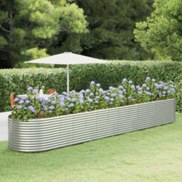 Berkfield Durable Garden Planter Silver 554X100X68 Cm Powder-Coated Steel - thumbnail 2