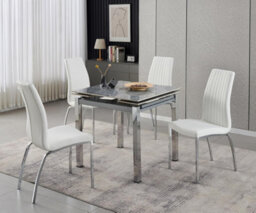 Furnizone UK Piccolo 4-Seater Ceramic Extending Dining Table And 4 Modalux White Faux Leather Chairs - thumbnail 2