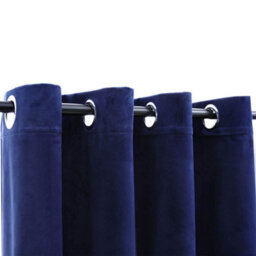 Berkfield Blackout Curtains With Rings 2 Pcs Velvet Dark Blue 140X225 Cm - thumbnail 3