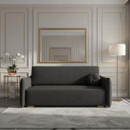 Viva Glov Iv Upholstered Sofa Bed With Bedding Storage Chipboard Frame Wood Legs Sleeping Function 174X98X85Cm Black - thumbnail 1