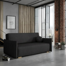 Viva Glov Iv Upholstered Sofa Bed With Bedding Storage Chipboard Frame Wood Legs Sleeping Function 174X98X85Cm Black - thumbnail 2
