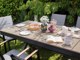 Beliani Extending Garden Dining Table Fanes 184/242 Cm 90 Cm Metal Graphite Grey - thumbnail 2