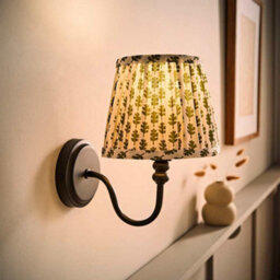 Valuelights Binky Pair Of Black Rechargeable Wall Lights With Green Floral Shade - thumbnail 5
