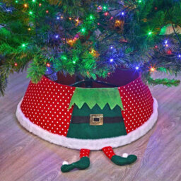 Urbn-Living Urbnliving 55Cm Diameter Christmas Xmas Felt Tree Skirt Collar Base With Elf Legs Fabric Decoration