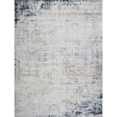 Livabliss Roma-Abstract Grey Blue Brown Modern Marble Living Dining Bedroom Rug 120 X 170 Cm Easy Care, Non Shedding - image 1