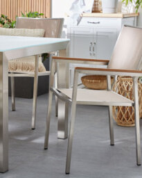Beliani Set Of 6 Garden Chairs Grosseto Stainless Steel Beige - thumbnail 2