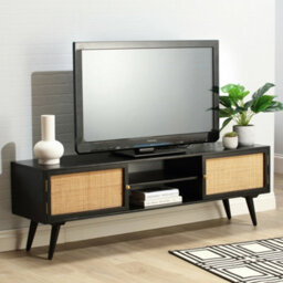 Desser Manhattan Mango Wood & Rattan Tv Stand In Black - thumbnail 4