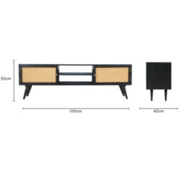 Desser Manhattan Mango Wood & Rattan Tv Stand In Black - thumbnail 6