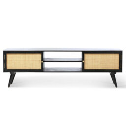 Desser Manhattan Mango Wood & Rattan Tv Stand In Black - thumbnail 2