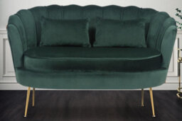 2 Seater Sofa Loveseat In Velvet Bottle Green Fabric - thumbnail 1