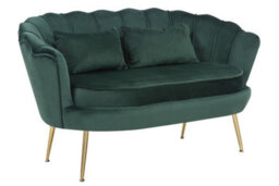 2 Seater Sofa Loveseat In Velvet Bottle Green Fabric - thumbnail 2