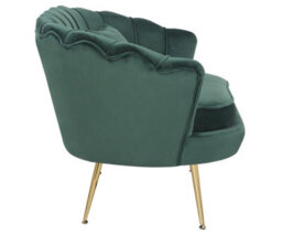2 Seater Sofa Loveseat In Velvet Bottle Green Fabric - thumbnail 4