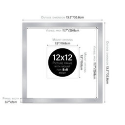 "12X12"" Silver Picture Frame - 12X12"" Square Frame With 8X8"" Mount For 12X12""/8X8"" Pictures Luxurious Style Wall Art, 1 Pack" - thumbnail 2
