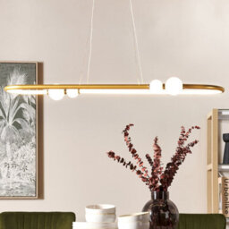 Wyld And Coco Gold Oval Pendant Light With Integrated Leds, Adjustable Cord, 3000K Warm White, 105Cm X 22Cm X 160Cm - thumbnail 2