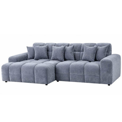 Furnishings For Less UK Jenson Grey Left Hand Facing Plush Velvet Corner Sofa With Chaise - image 1