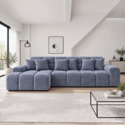 Furnishings For Less UK Jenson Grey Left Hand Facing Plush Velvet Corner Sofa With Chaise - thumbnail 4