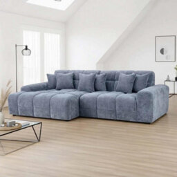 Furnishings For Less UK Jenson Grey Left Hand Facing Plush Velvet Corner Sofa With Chaise - thumbnail 2