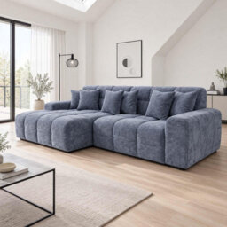 Furnishings For Less UK Jenson Grey Left Hand Facing Plush Velvet Corner Sofa With Chaise - thumbnail 3