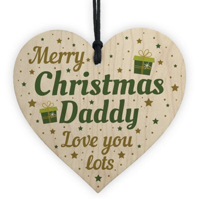 Red Ocean Best Christmas Gifts For Dad Father Wooden Heart Christmas Tree Baubles Wonderful Unique Gifts For Dad - image 1