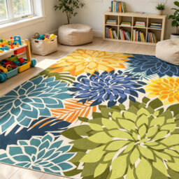Outdoor Floral 1.4X2M Area Rug, Tropical, Botanical, Outdoor Rug Rectangular Carpet For Deck, Porch, Balcony, Backyard, Garden - thumbnail 8