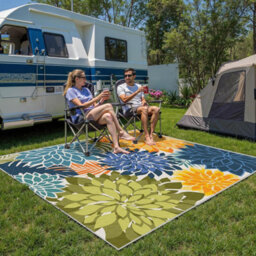 Outdoor Floral 1.4X2M Area Rug, Tropical, Botanical, Outdoor Rug Rectangular Carpet For Deck, Porch, Balcony, Backyard, Garden - thumbnail 6