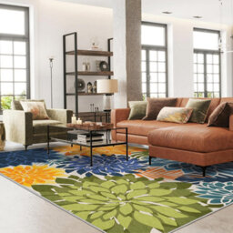 Outdoor Floral 1.4X2M Area Rug, Tropical, Botanical, Outdoor Rug Rectangular Carpet For Deck, Porch, Balcony, Backyard, Garden - thumbnail 2