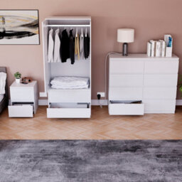Lassic Vida Designs Glinton 3 Piece White Fsc Bedroom Set - (8 Drawer Chest, 2 Door Wardrobe, 2 Drawer Bedside Chest) - thumbnail 3