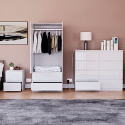 Lassic Vida Designs Glinton 3 Piece White Fsc Bedroom Set - (8 Drawer Chest, 2 Door Wardrobe, 2 Drawer Bedside Chest) - thumbnail 2