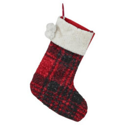 Urbn-Living Urbnliving 40Cm Luxury Red Black Tartan Christmas Stocking Hanging Sock Sack Xmas Gift Faux - thumbnail 1