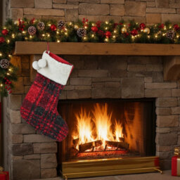 Urbn-Living Urbnliving 40Cm Luxury Red Black Tartan Christmas Stocking Hanging Sock Sack Xmas Gift Faux - thumbnail 2