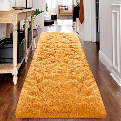 Ameha Yellow Rug For Livingroom Bedroom Kitchen Long Hallway Runner Ultra Soft Non Slip Fluffy Shaggy Rugs, 80X300 Cm - image 1