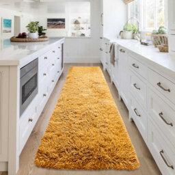 Ameha Yellow Rug For Livingroom Bedroom Kitchen Long Hallway Runner Ultra Soft Non Slip Fluffy Shaggy Rugs, 80X300 Cm - thumbnail 4