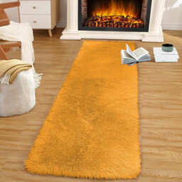 Ameha Yellow Rug For Livingroom Bedroom Kitchen Long Hallway Runner Ultra Soft Non Slip Fluffy Shaggy Rugs, 80X300 Cm - thumbnail 2