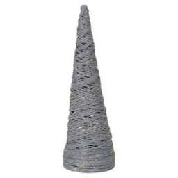 Urbn-Living Urbnliving 60Cm Led Light Up Christmas Tree Silver With Glitter Single Cone Pyramids Glitter Fairy Lights Ornament - thumbnail 2