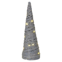 Urbn-Living Urbnliving 60Cm Led Light Up Christmas Tree Silver With Glitter Single Cone Pyramids Glitter Fairy Lights Ornament - thumbnail 3