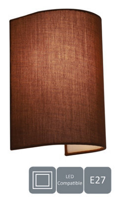 Harper Living 1Xe27/es Wall Wash Light With Switch, Mocha Cylinder Fabric Shade, Suitable For Led Upgrade - image 1