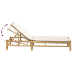 Berkfield Sun Lounger With Cushions 55X199X30 Cm Bamboo - thumbnail 7