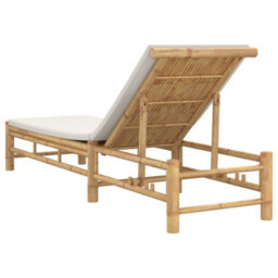 Berkfield Sun Lounger With Cushions 55X199X30 Cm Bamboo - thumbnail 6