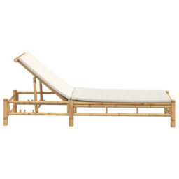 Berkfield Sun Lounger With Cushions 55X199X30 Cm Bamboo - thumbnail 5