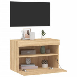 Berkfield Tv Wall Cabinet With Led Lights Sonoma Oak 60X30X40 Cm - thumbnail 7