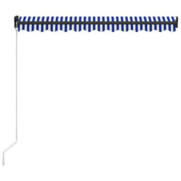 Berkfield Manual Retractable Awning With Led 300X250 Cm Blue And White - thumbnail 4