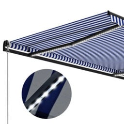 Berkfield Manual Retractable Awning With Led 300X250 Cm Blue And White - thumbnail 5