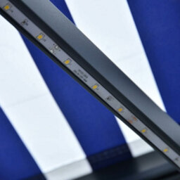 Berkfield Manual Retractable Awning With Led 300X250 Cm Blue And White - thumbnail 6