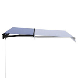 Berkfield Manual Retractable Awning With Led 300X250 Cm Blue And White - thumbnail 3