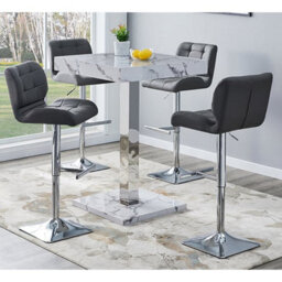 Furniture in Fashion Topaz High Gloss Bar Table Square In Diva Marble Effect - thumbnail 2