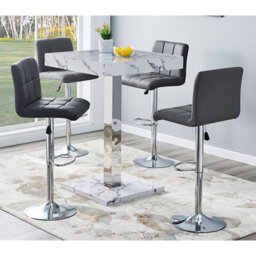 Furniture in Fashion Topaz High Gloss Bar Table Square In Diva Marble Effect - thumbnail 3